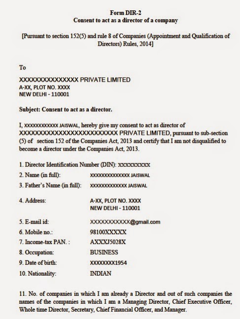 Due Diligence Financial Services - Blog: DIR-2 Format For Company ...