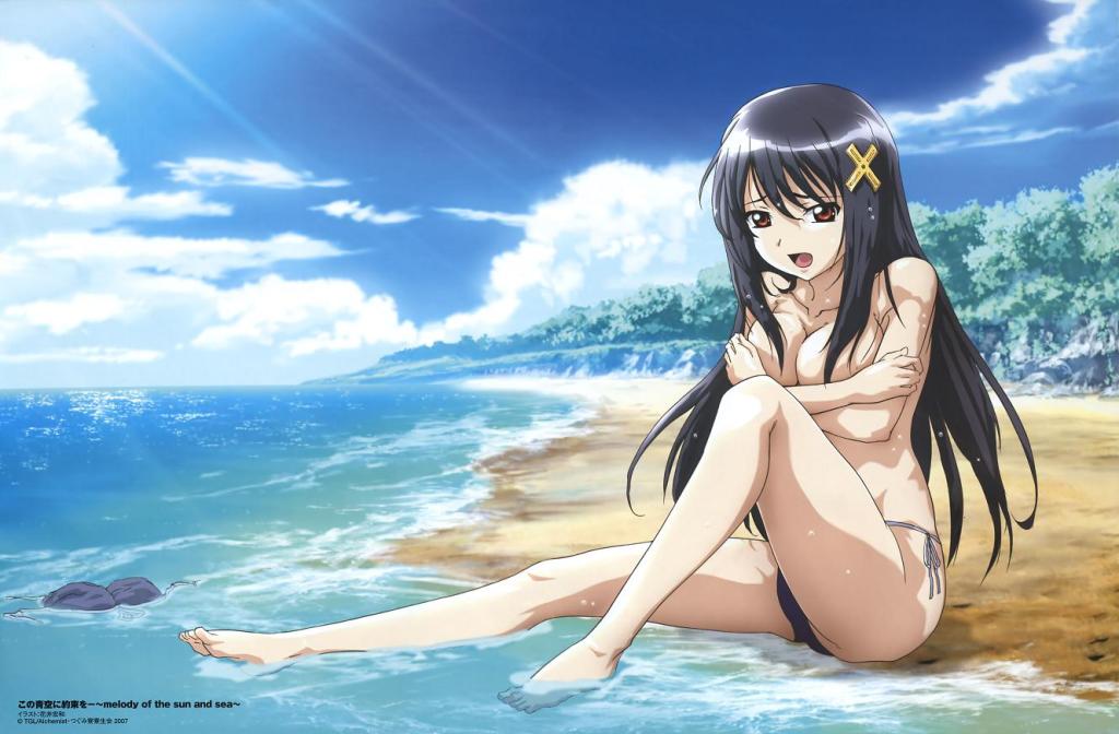 Anime wet outdoor dark haired