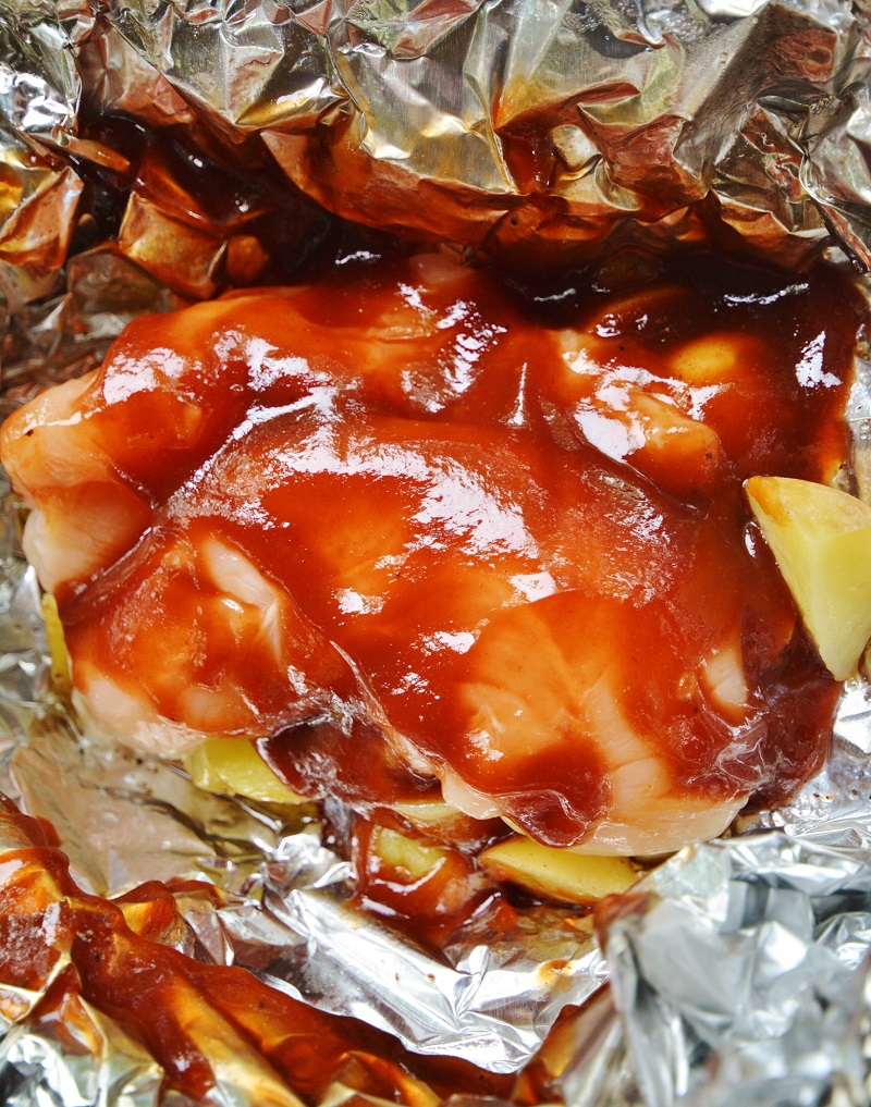 Life With 4 Boys BBQ Chicken Potato Foil Packet Camping Meal