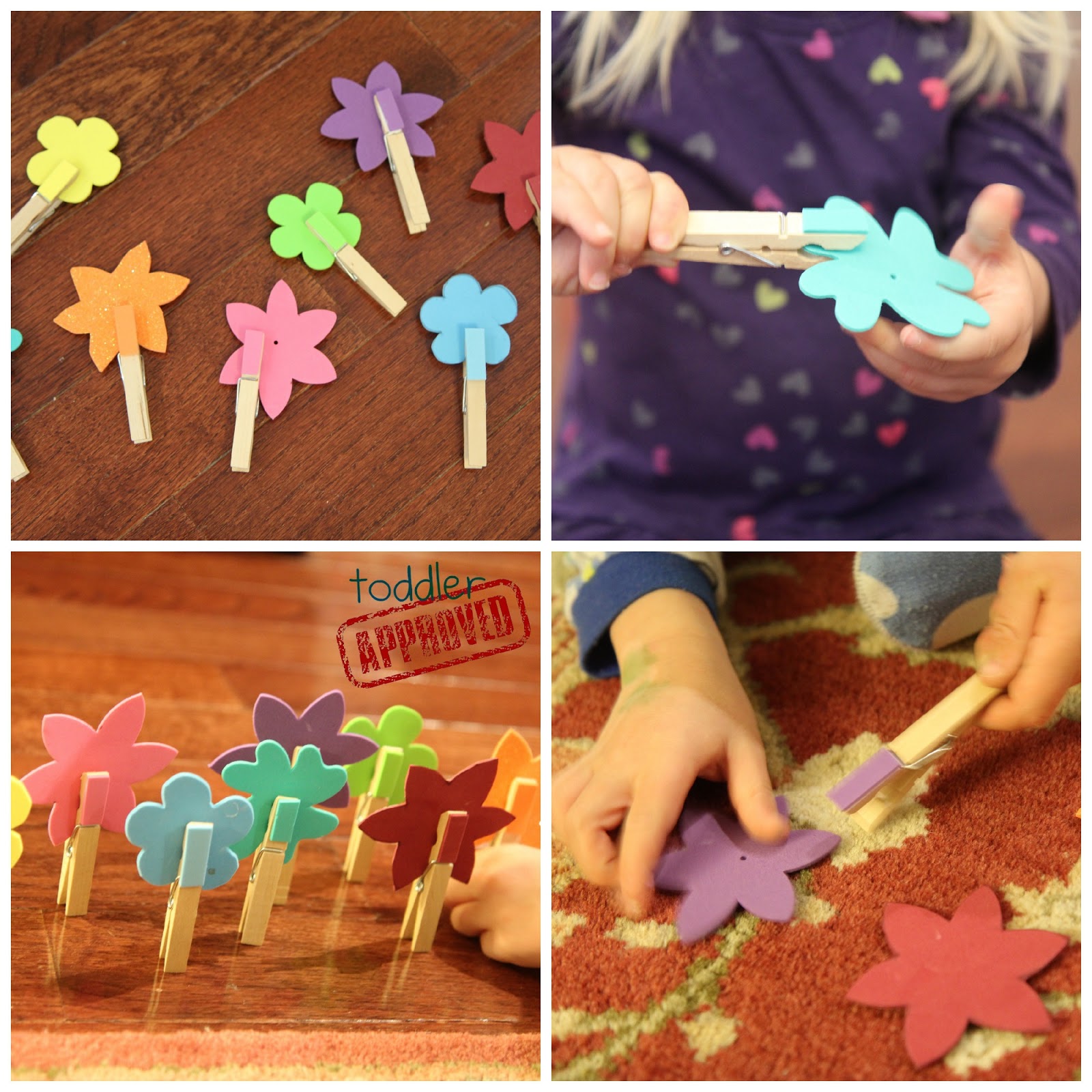 Toddler Approved! Clothespin Flower Color Matching