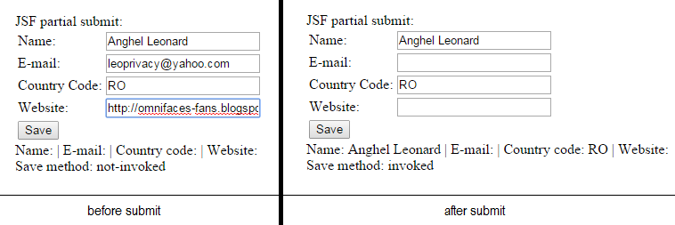OmniFaces & JSF Fans: JSF / PrimeFaces Partial Submit