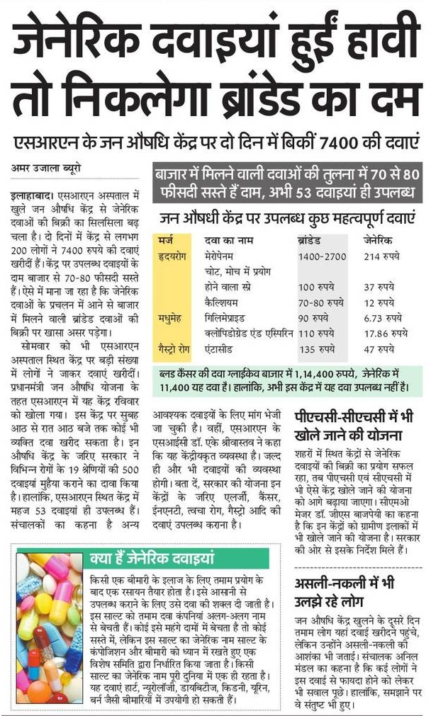 Jan Aushadhi Generic Medicine Price List 2018 in Centers