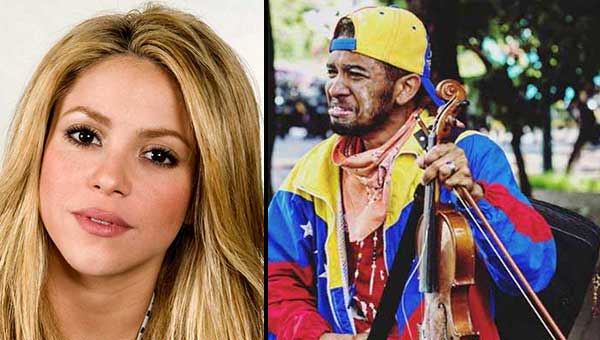 Shakira autografió un violín para Willy Arteaga