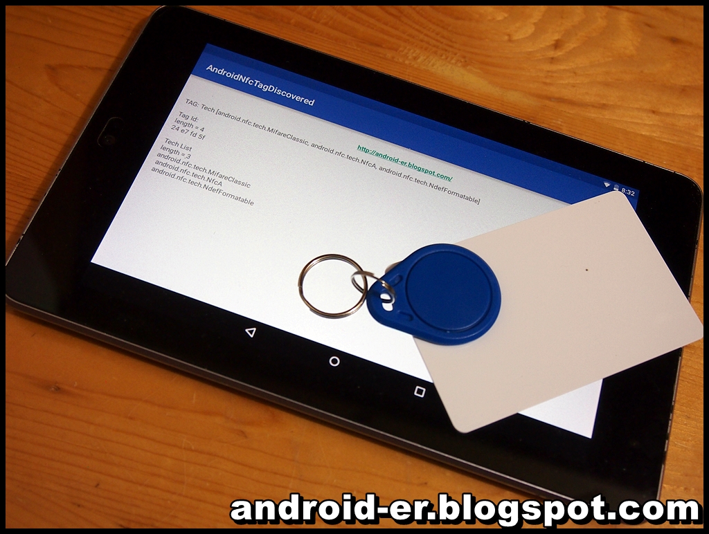 Androider Android NFC example, to read tag info of RFID key and card