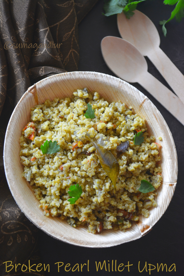 Veggie Platter Cracked Pearl Millet Upma / Sajja Nooka Upma (Gluten