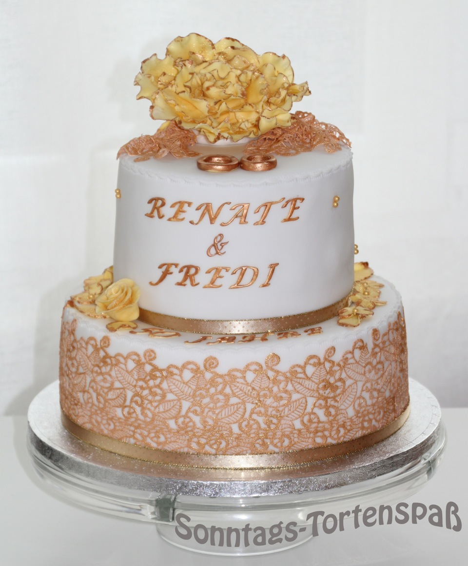 Torte Goldene Hochzeit Selber Machen Immer wieder Sonntags: Goldene Hochzeitstorte