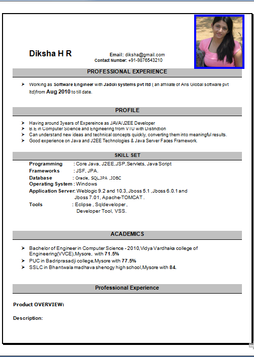 jobs cv format