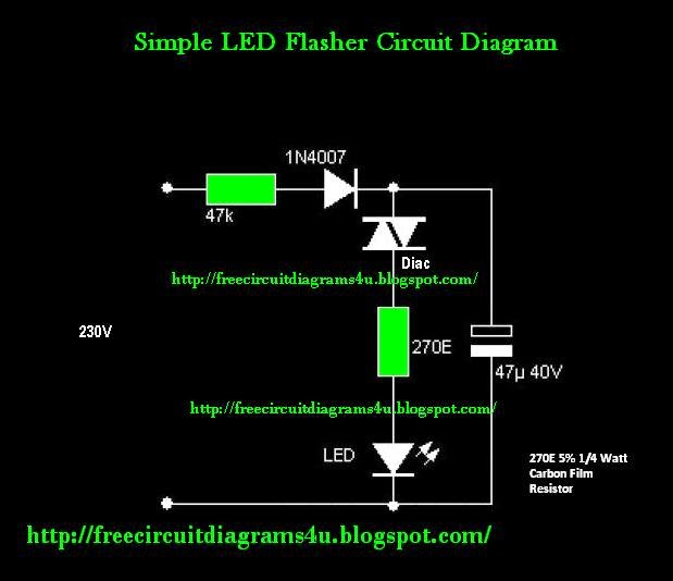 FREE CIRCUIT DIAGRAMS 4U: Simple 230V LED Flasher circuit Diagram