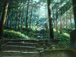anime landscape outdoor background forest backgrounds scenery stairs