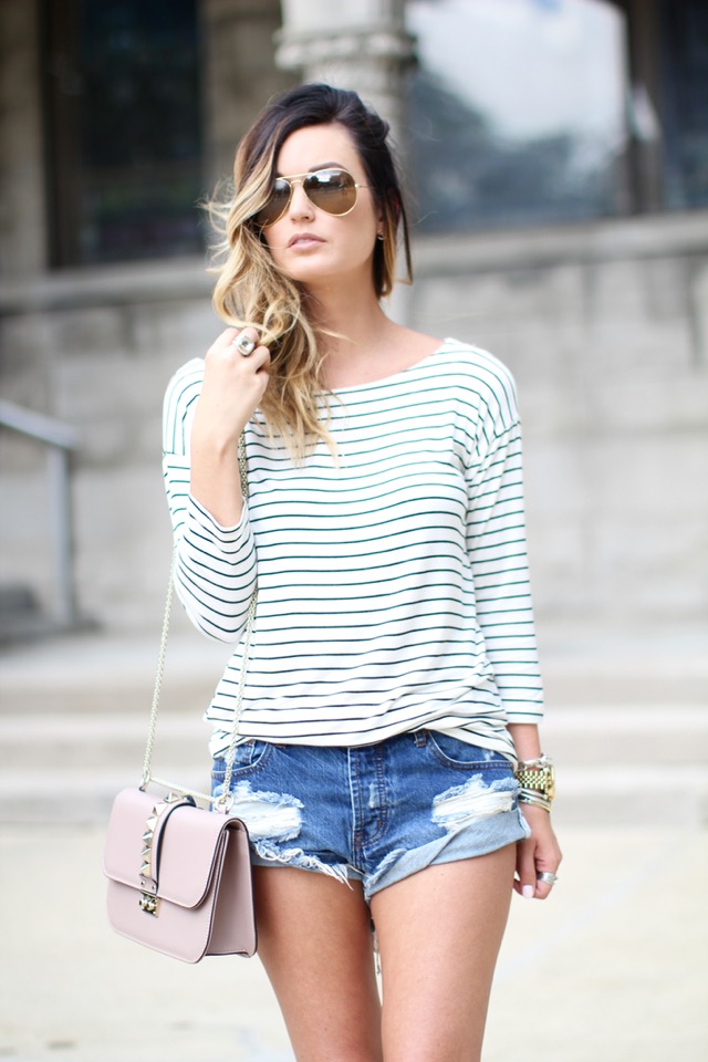 Classic Striped Shirt + Distressed Denim Shorts | Asheville, NC | For ...