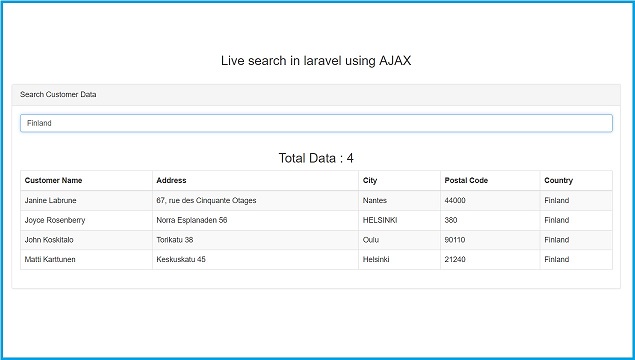 Infrarood tijdelijk Terugbetaling Live search in Laravel using AJAX | Webslesson