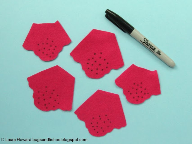May Felt Foxgloves Summer Flowers Wreath Tutorial add dots to the foxglove petals