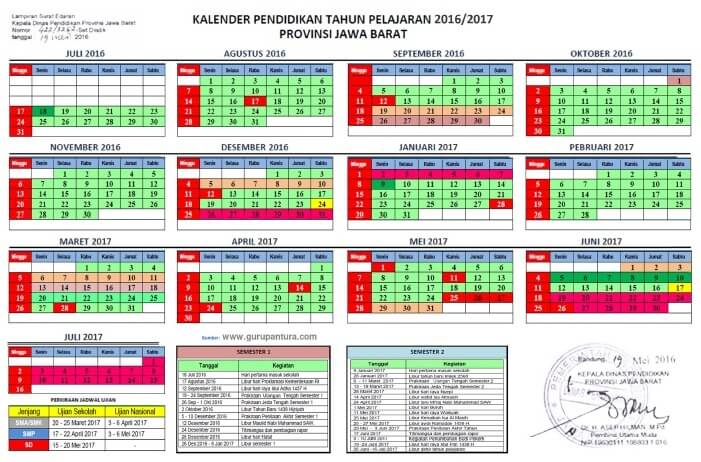Kalender Pendidikan Tahun 20162017 Jawa Barat Guru Pantura