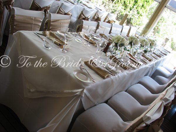 Our ivory trestle tablecloths ivory organza overlays ivory fitted chair 