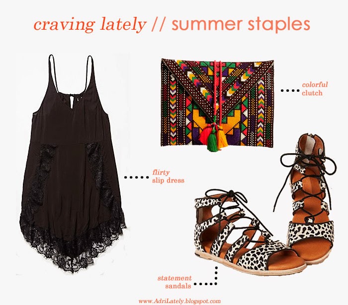 black dress, embroidered clutch, gladiator sandals for summer