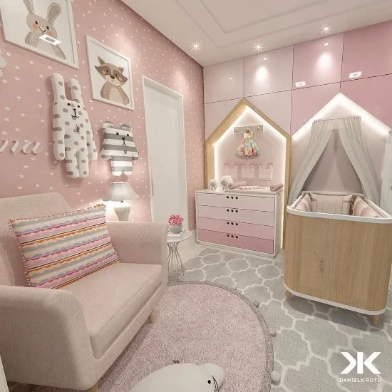 desain kamar tidur dengan kombinasi warna pink