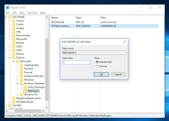 Kích hoạt tính năng chống Adware cho Windows Defender trên Windows 10
