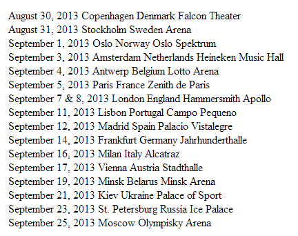Selena Gomez, Stars Dance, 2013, Europe, Tour, Schedule