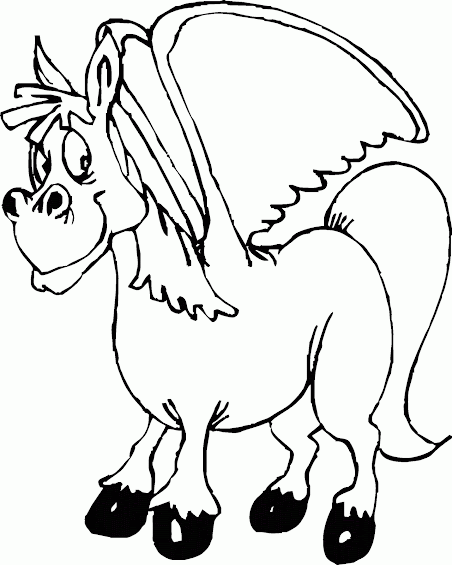 Mewarnai Aneka Gambar Pegasus Versi Kartun Nyata Sketsa Hitam Putih