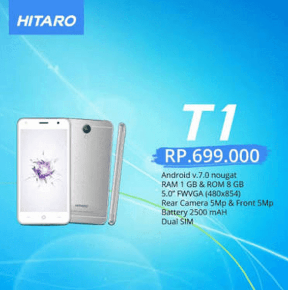 New Hp Hitaro T1 Android Nougat, Dengan Ram 1Gb Layar 5 Inch (Harga