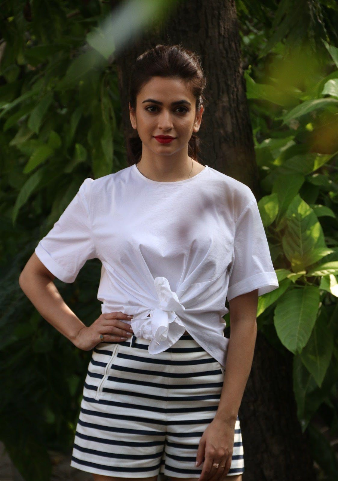 Kriti Kharbanda Showcasing Her Toned Sexy Legs During Tamil Film â€œBruce Leeâ€ Promotions in Chennai