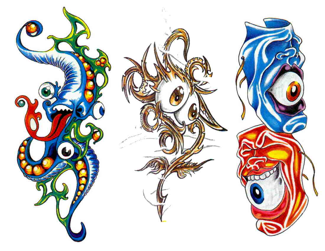 TATTOOS: Colored Tattoo Stencils # 1