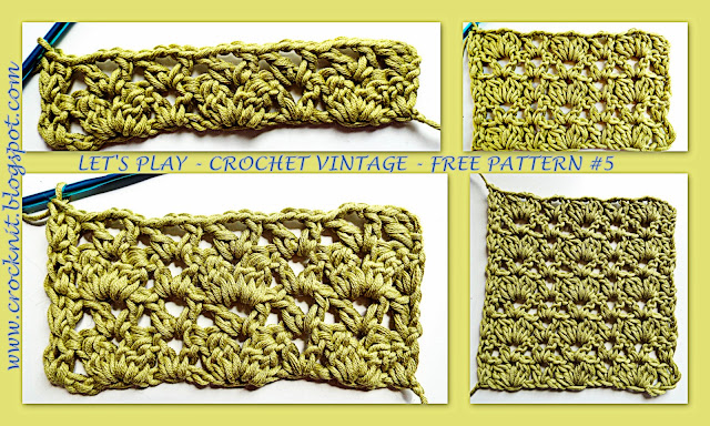 free crochet patterns, vintage, clusters, v-stitch, how to crochet