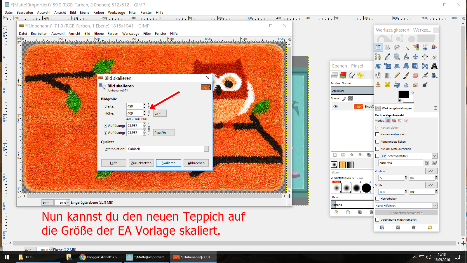 Sims 4 Welt Wie passe ich einen neuen Teppich an die EA Vorlage an?