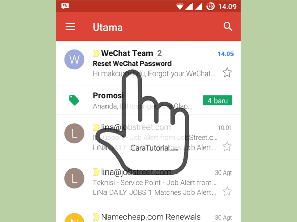 pesan masuk dari wechat ke gmail