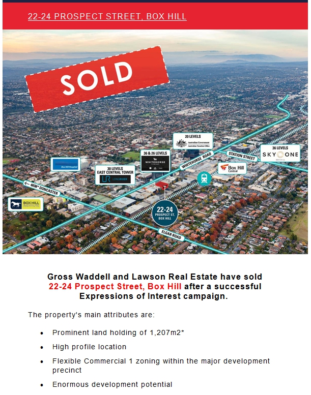 Lawson Real Estate 10.5m for Box Hill site