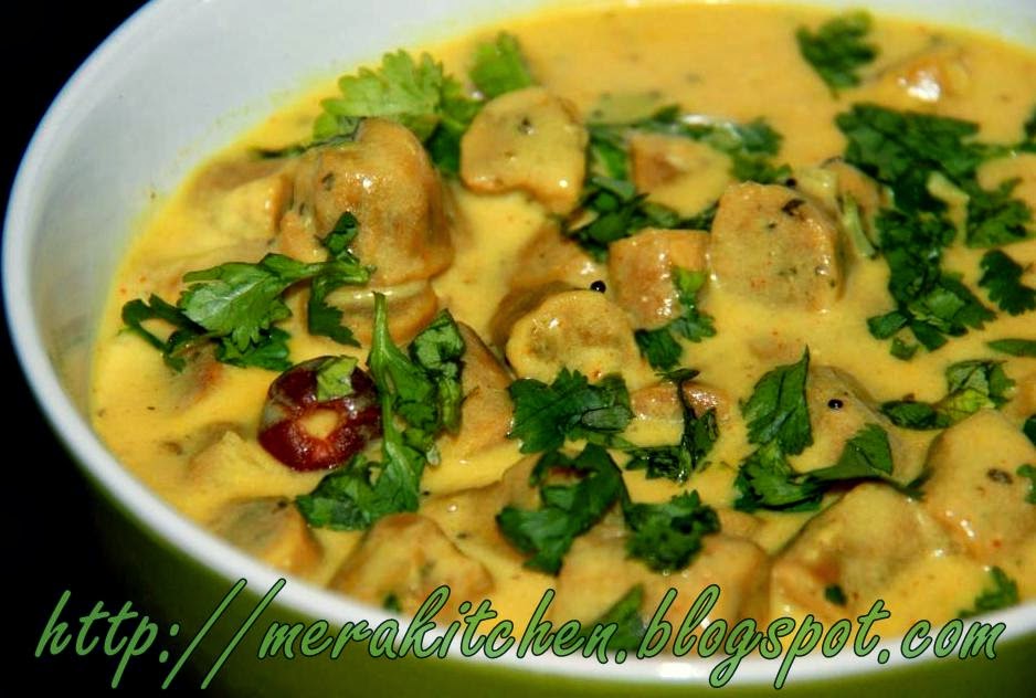 merakitchen Gatte ki Sabzi (gram flour dumplings in a yogurt sauce)