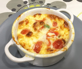 Clafoutis De Tomates Cherry, Queso Y Espinacas
