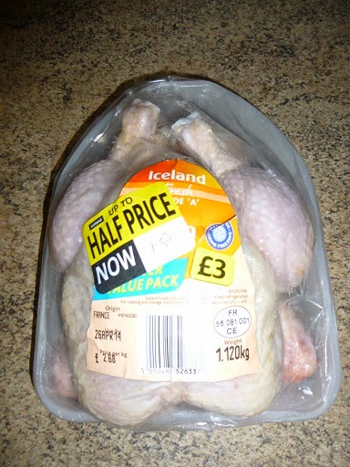 Picture of a reduced price whole chicken I found in Iceland