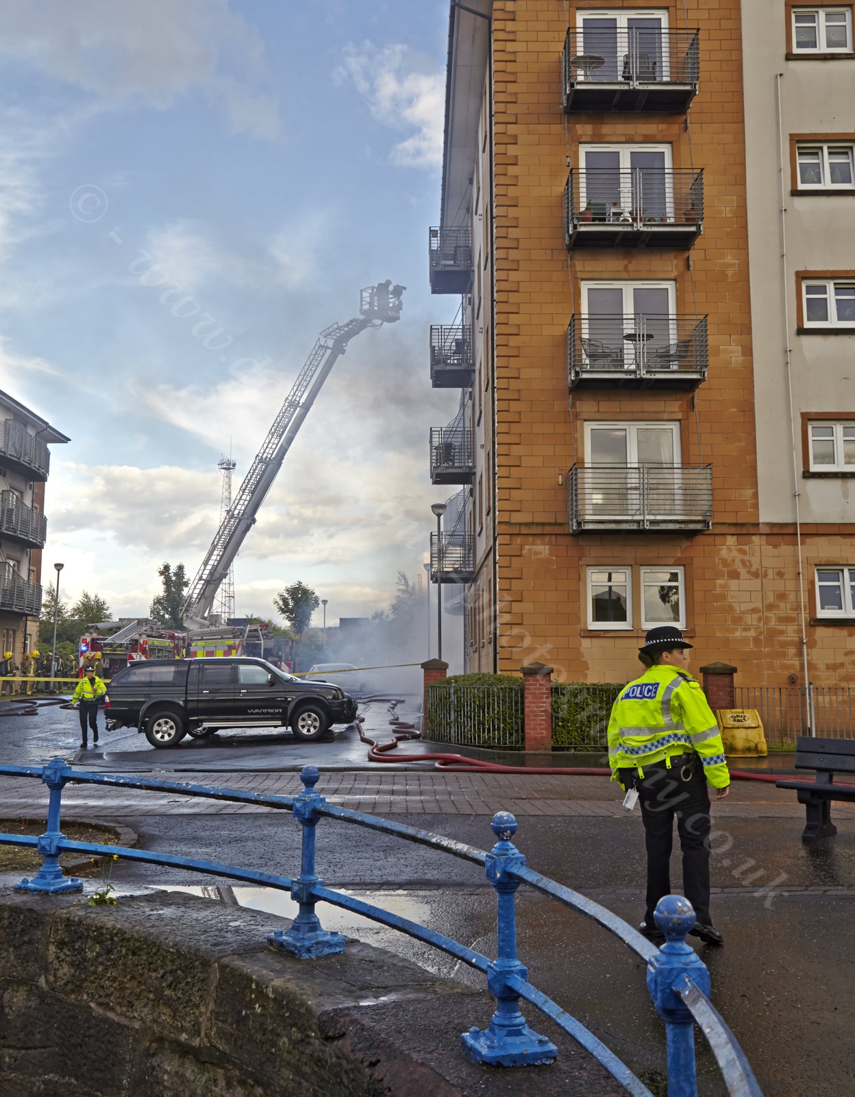 Dougie Coull Photography Lightning Strike Starts Fire in Greenock Flats