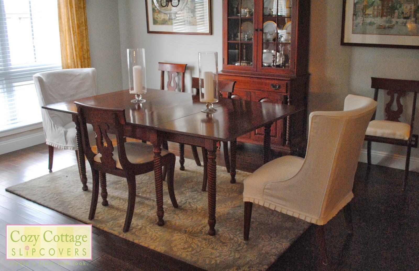 Cozy Cottage Slipcovers White Slipcovers in the Dining Room