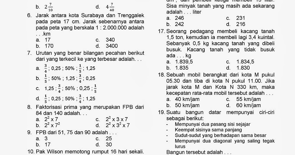 Soal Dan Pembahasan Matematika Smp Kelas 7 Semester 1 Soal Dan Pembahasan Matematika Smp Kelas 7 Semester 1