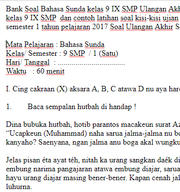Soal Ukk Uas Bahasa Sunda Kelas 9 Smp Semester 1 Dokumen Psikotes Dan Soal Ujian Sekolah Soal Ukk Uas Bahasa Sunda Kelas 9 Smp Semester 1 Dokumen Psikotes Dan Soal Ujian Sekolah