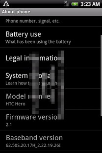 Leaked Android 2.1 Screenshots on HTC Hero