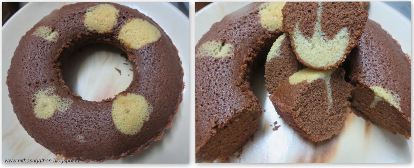 Nitha's Cookbook: Doughnut cake with vanilla and chocolate. Doughnut Cake