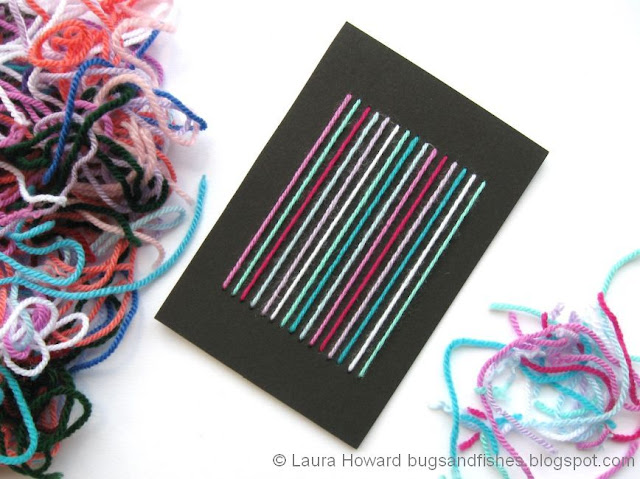 Minimal modern card decorated with leftover yarn