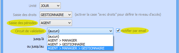 Demande, validation et notification de congés