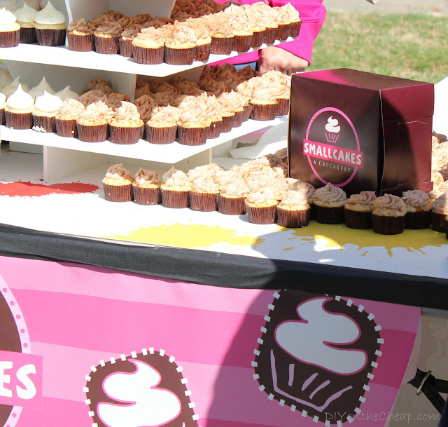 Yummy! Smallcakes Cupcakery served Georgia Peach Cupcakes at the Atlanta Dogwood Festival Mohawk License to Spill booth.