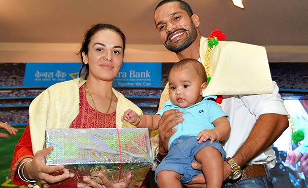 Indian Cricketer Shikhar Dhawan with Wife Ayesha Mukherji & Son Zoravar Dhawan | Indian Cricketer Shikhar Dhawan Family Photos | Real-Life Photos