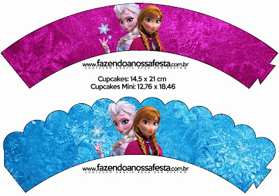 Frozen Azul y Púrpura: Imágenes, Fondos e Imprimibles Gratis para Fiestas. Wrappers para cupcakes.