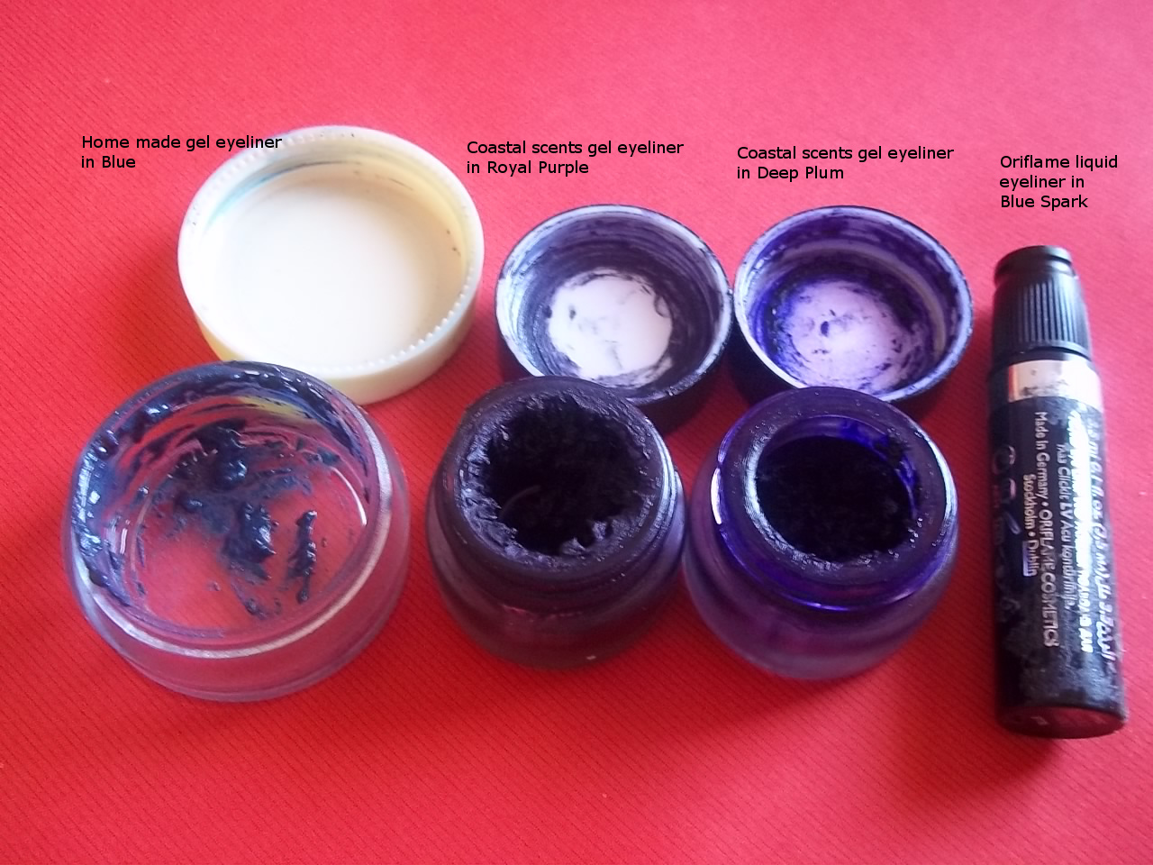 Collection of blue and purple eyeliners with swatch Cute Cozy Comforting