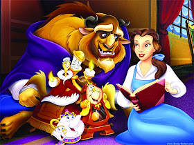 Belle reading Beast smiling Beauty and the Beast 1991 animatedfilmreviews.filminspector.com