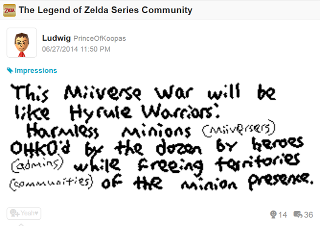 Miiverse War attack on Admins Hyrule Warriors