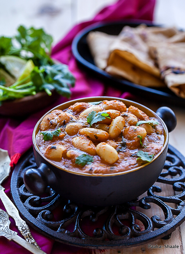 PaakaShaale Lima beans in Tomato Gravy A no onion, no garlic recipe