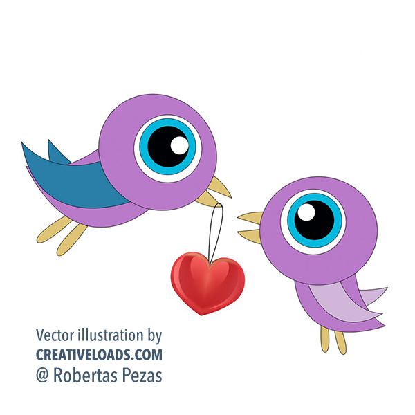 Birds in Love free vector