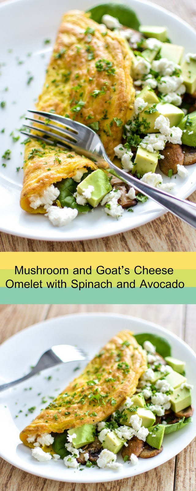 Mushroom and Goat’s Cheese Omelet with Spinach and Avocado Mariana